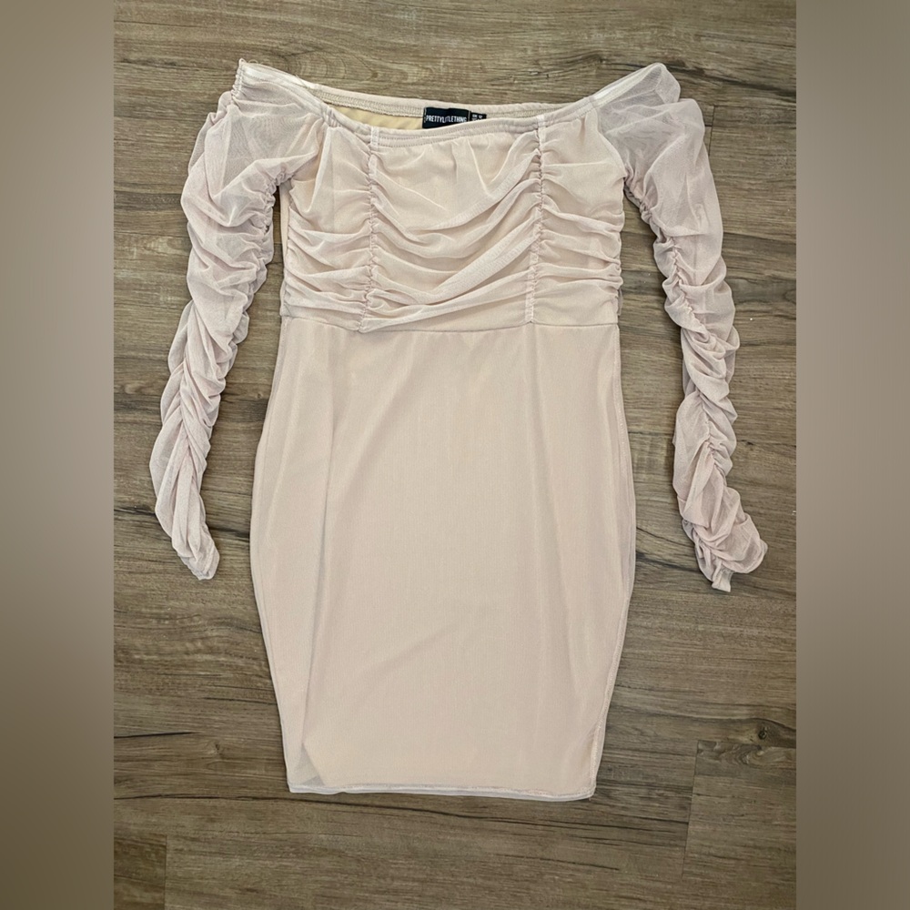 Nude Pretty Little Thing Long Sleeve Dress